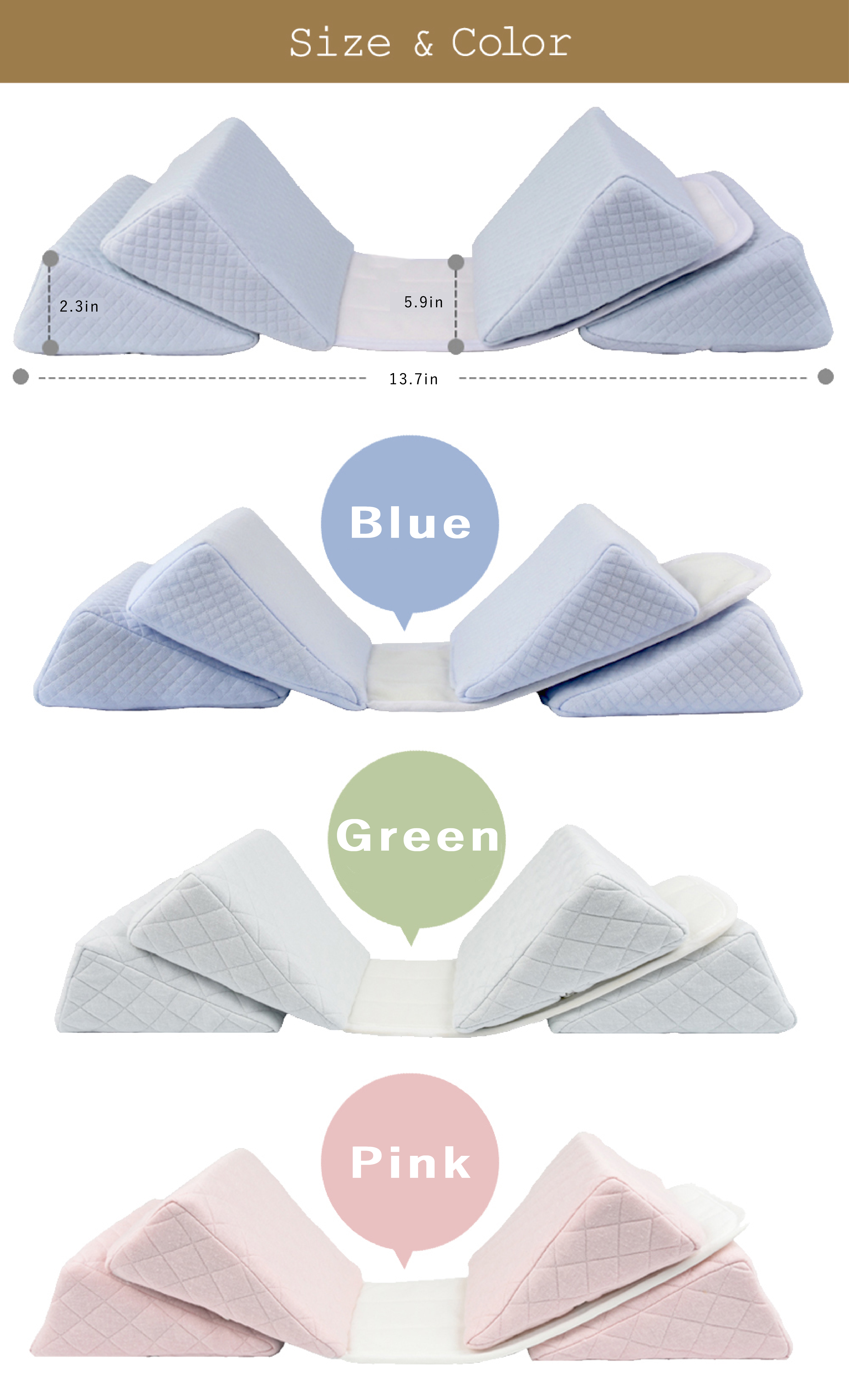 Size and color of baby orthopedic pillow